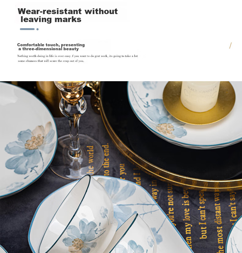KANGQIN Underglaze Color Dinnerware Set for Home Use, 2025 New Stylish Ceramic Bowls, Plates, Chopsticks And Tableware Set, Fragrant 10