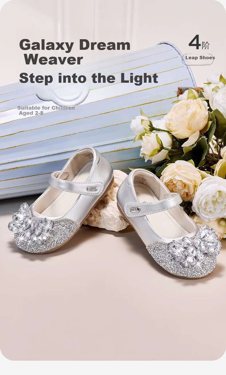 DAVE & BELLA Children's Crystal Leather Shoes, Sparkling Autumn Princess Shoes for Baby Girls, Mary Jane Sandals 1