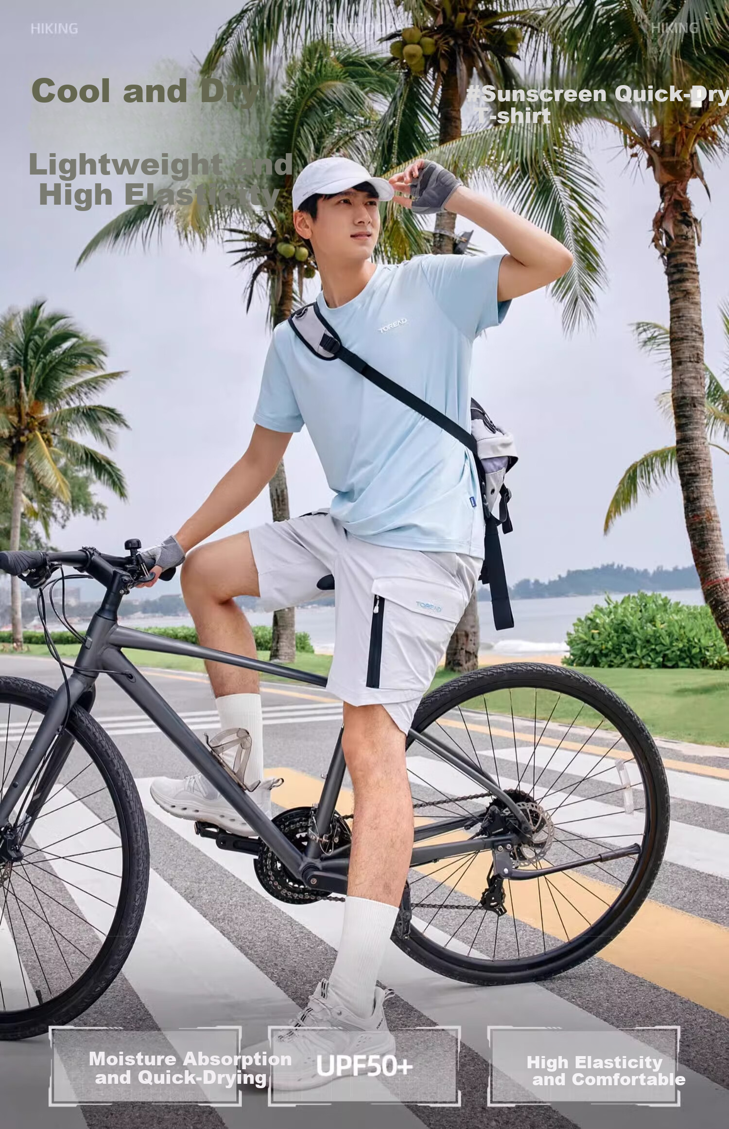 TOREAD Short Sleeve Quick-Dry T-Shirt Outdoor Sports Hiking Mountaineering Sun Protection Stretch Summer Half Sleeve Black Men XL 1