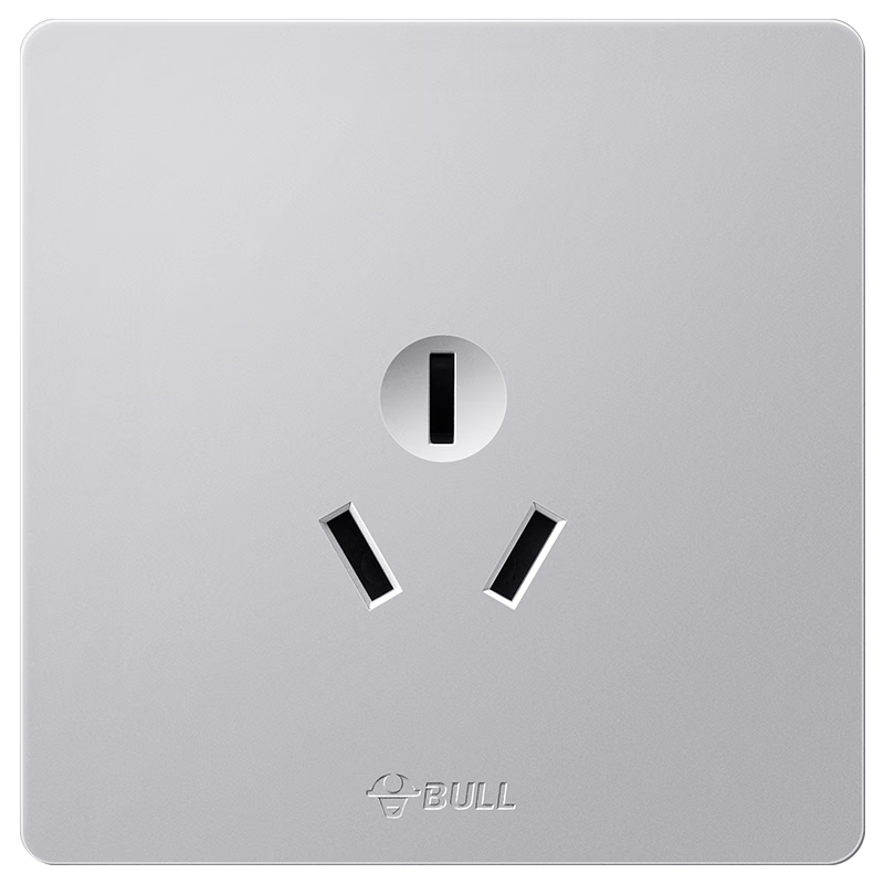 BULL Switch Socket G12 Series, 16A Three-Hole Air Conditioner Socket, 86-Type Panel G12Z104S, Cream Wind Space Silver