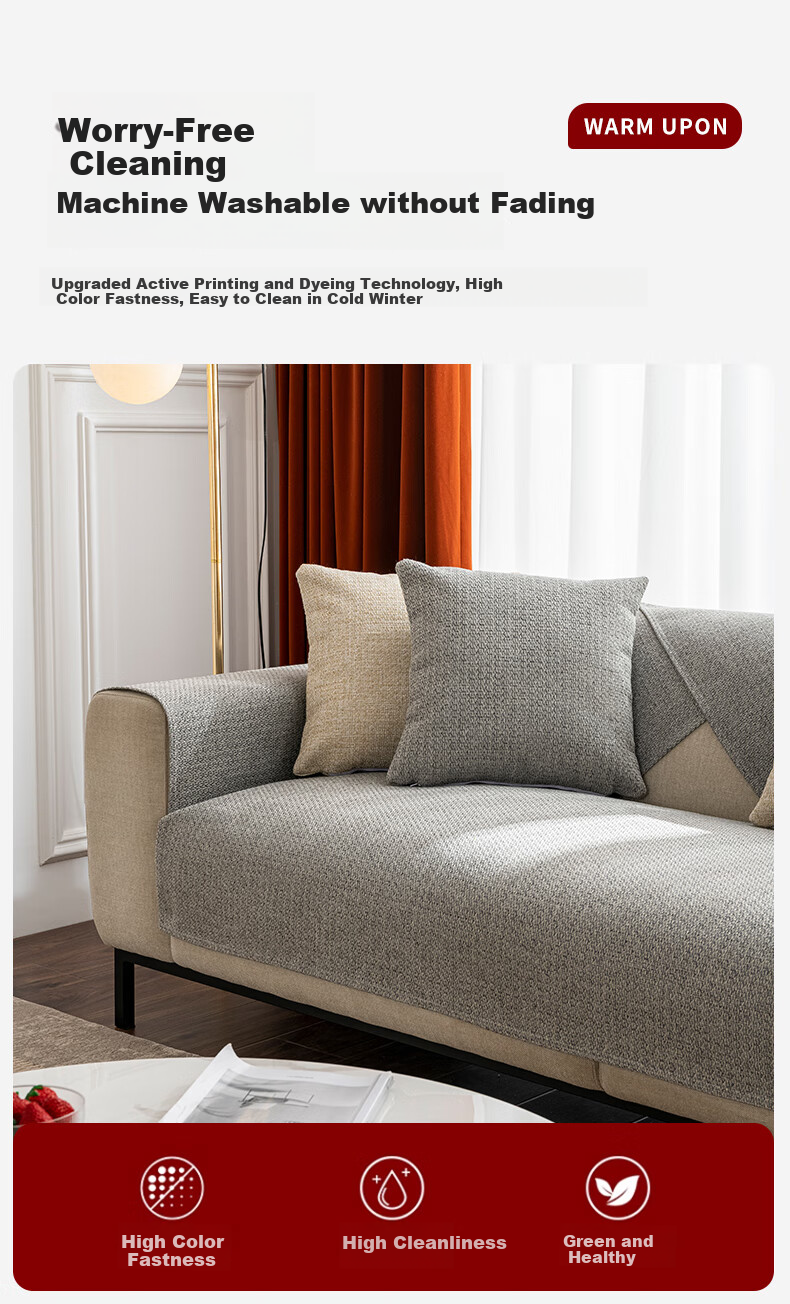 Wuyinliangpin Sofa Cushion Cover, High-Quality All-Season Non-Slip Seat Cover for Sofas, Simple And Elegant Design, 90*210 Cm 7