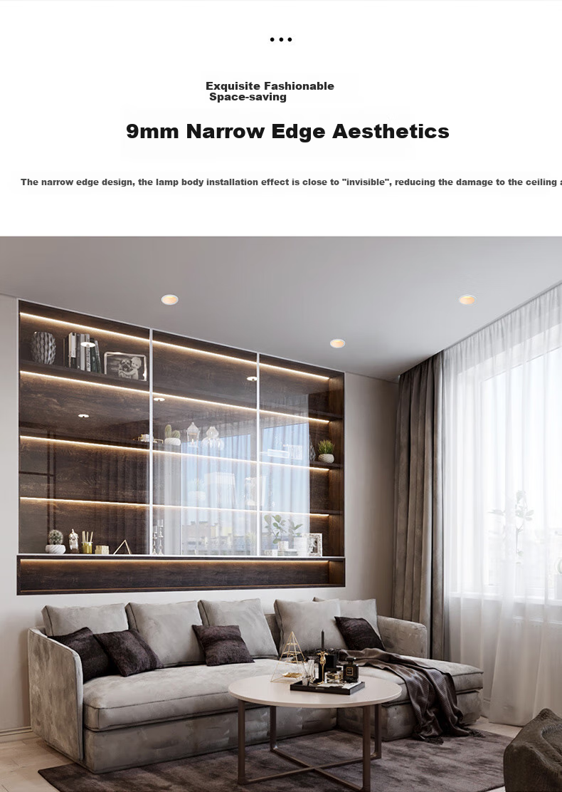 NVC LED Downlight for Living Room, Bedroom, Hallway, Recessed Narrow Edge Full Aluminum Spotlight, 7W Tri-Color Ra95 [Miyue] 5