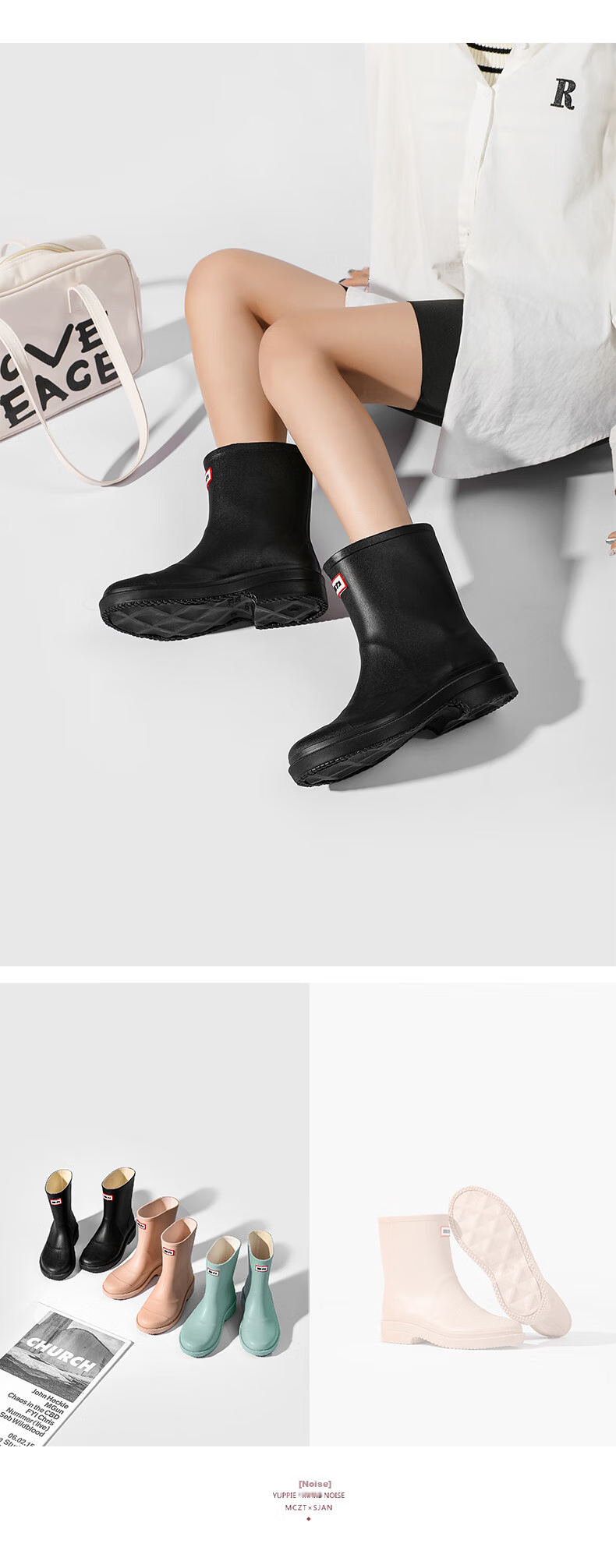 Warrior Rain Boots for Women, Fashionable Adult Mid-Calf Waterproof Rubber Overshoes HXL-23 Green Size 41 6