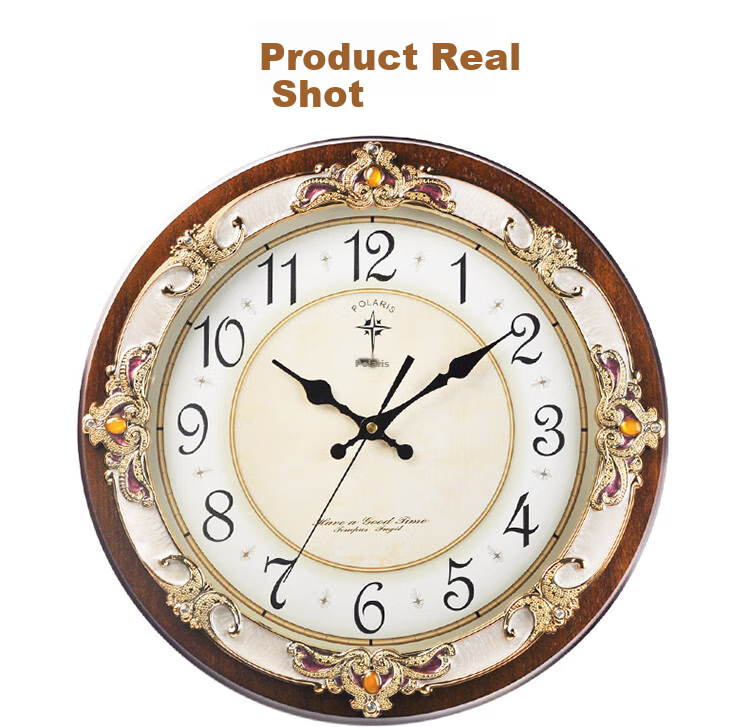 POLARIS Wall Clock, European Style Living Room Clock, Creative Quartz Clock, Antique-Like Personalized Wall Clock, Pastoral Office Clock, 40cm 5