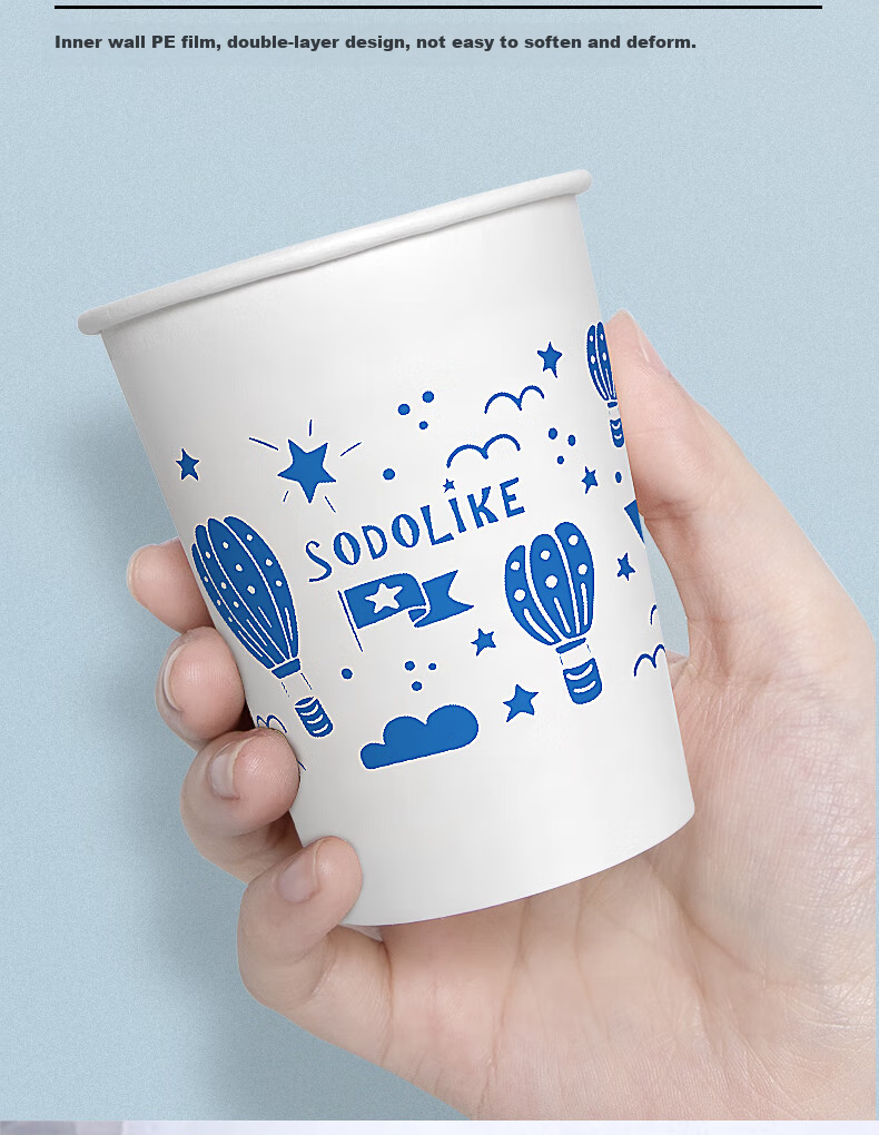 Sodolike Shangdao Disposable Paper Cups, 230ml Thick Paper Cups, Full Box of 1000 Pieces, Office Business Home Water Cups 6