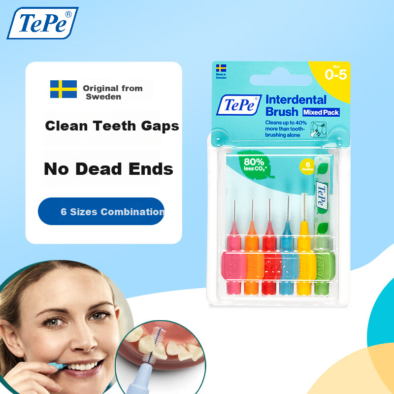 Tepe Swedish Imported Interdental Brush, Orthodontic Appliance Floss Pick, Type I Interdental Cleaner, Dental Floss Stick, Toothpick Brush