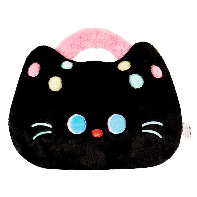 MINISO Colorful Black Cat Head Shaped Pillow Cute Gift Sofa Office Lumbar Soft Plush Toy