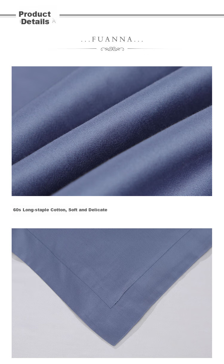 FUANNA Duvet Cover, Single Piece, Pure Cotton, 60-Count Long-Staple Cotton, Satin Duvet Cover, 100% Cotton, Double Bed Quilt Cover, 1.5-Meter Bed 7