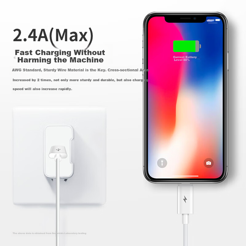 Кабель Snowkids для iPhone, зарядный кабель Lightning, быстрая зарядка для iPhone 14 Pro Max/13/12/iPad/11 Pro/Xs/XR/X, кабель для зарядки телефона и планшета, автомобильный USB-шнур питания, 1 м, белый