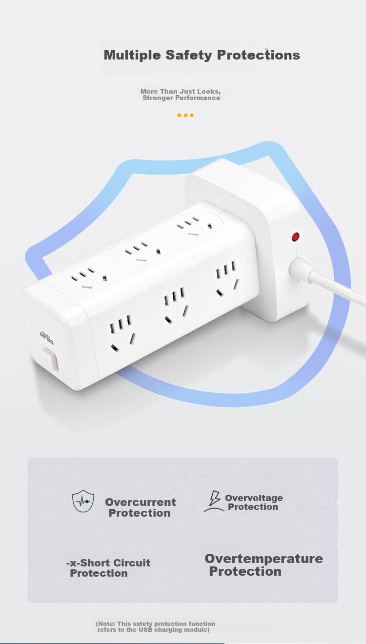 DELIXI Floor-Standing Socket/tower Desktop Socket/power Strip/extension Cord/extension Board/power Bar/power Strip with Master Switch, 8 Outlets, Five-Hole, 1.7 Meters 9