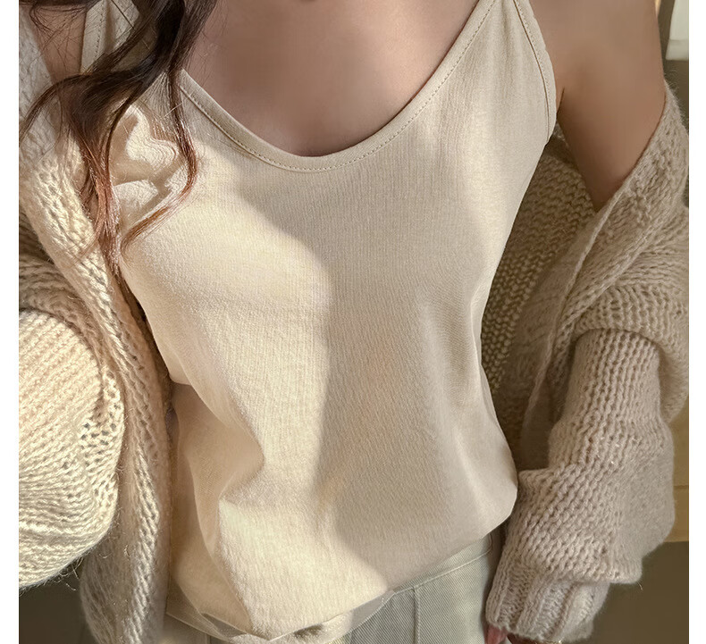 LangSha Korean Style Small Strap Vest Women Snowflake Cotton Sexy V-Neck Base Layer Outerwear Fashion Loose Belly Cover Top Female 18
