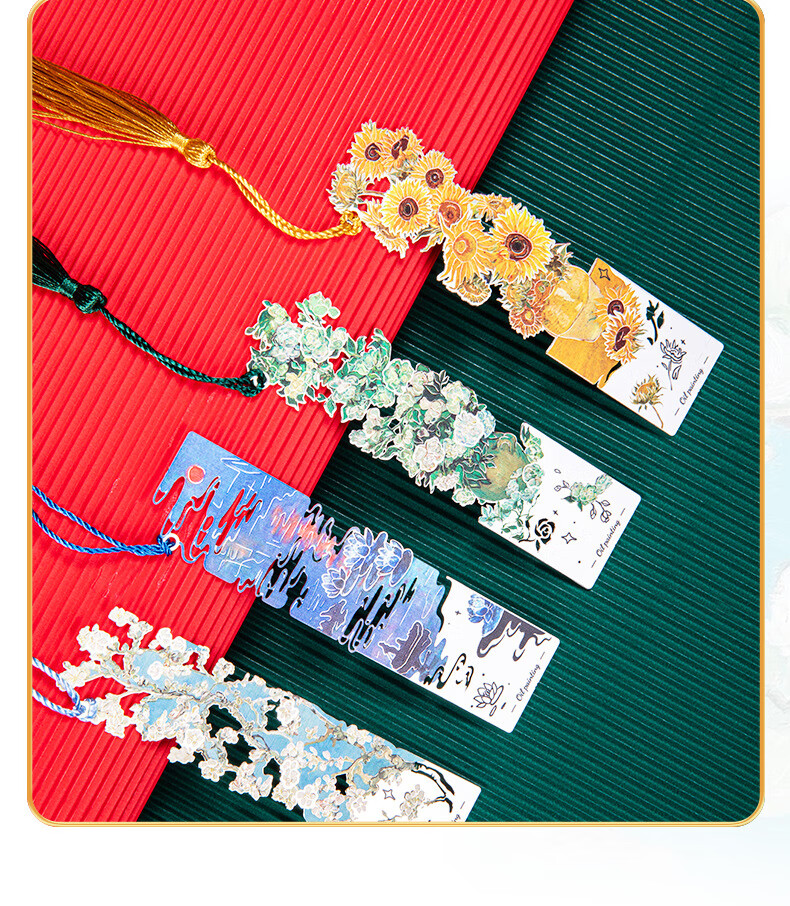 Tianshun Vintage Oil Painting Bookmark High-End Exquisite Metal Van Gogh Bookmark Classical Creative Aesthetic Birthday Gift for Girls Cultural and Creative Student School Opening Reward Simple Packag 18