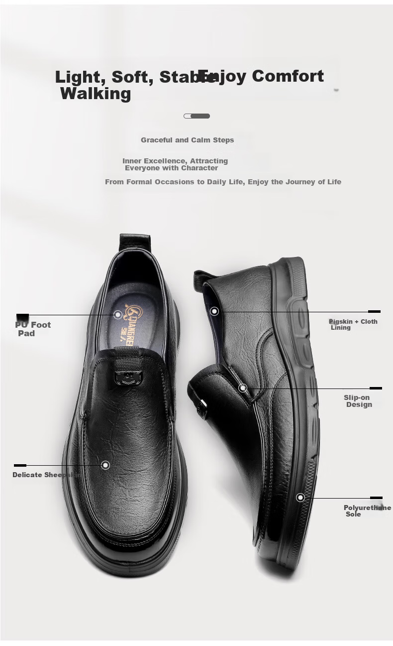 Qiangren Extra Large Size Business Casual Leather Shoes, Soft Sheepskin Breathable Loafers, JDA87548, Black, Size 47 2