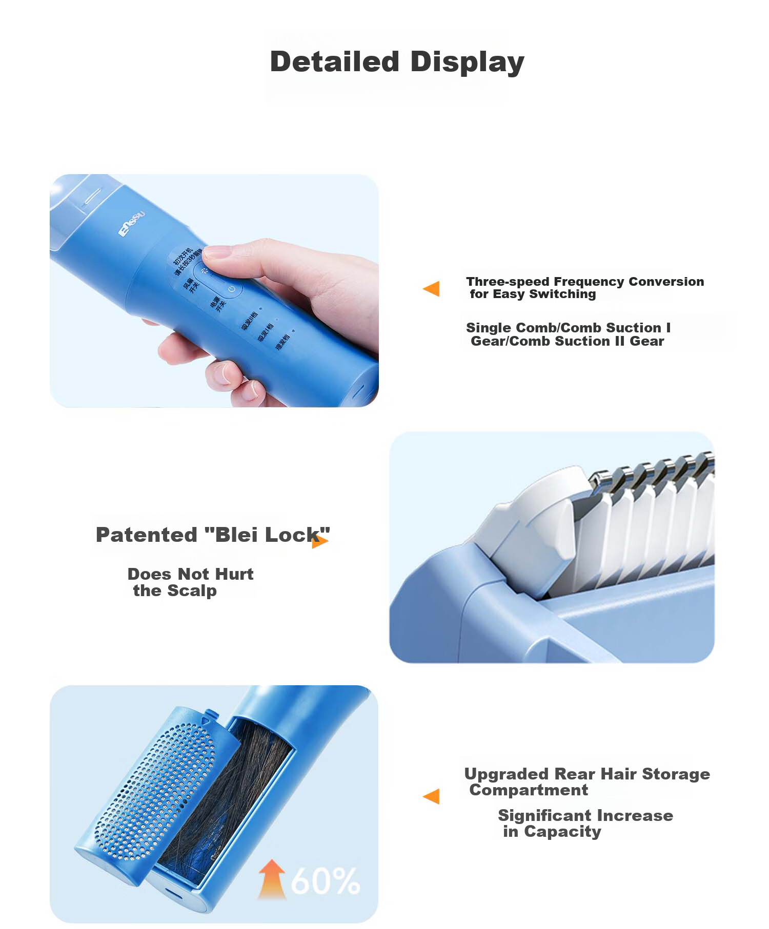 Enssu Baby Hair Clipper, Low Noise, Automatic Hair Suction, Children's Hair Trimmer, Infant Hair Cutter, Newborn Hair Scissors 19