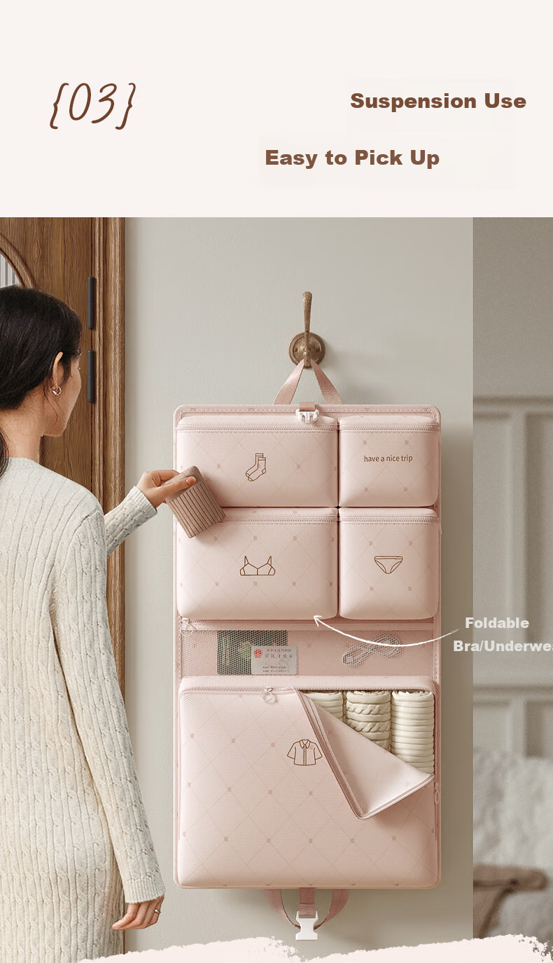 Baicaoyuan Travel Storage Bag, Luggage Organizer, Clothes Sorting Pouch, Travel And Business Trip Hanging Bag, Packing Organizer, Pink 11