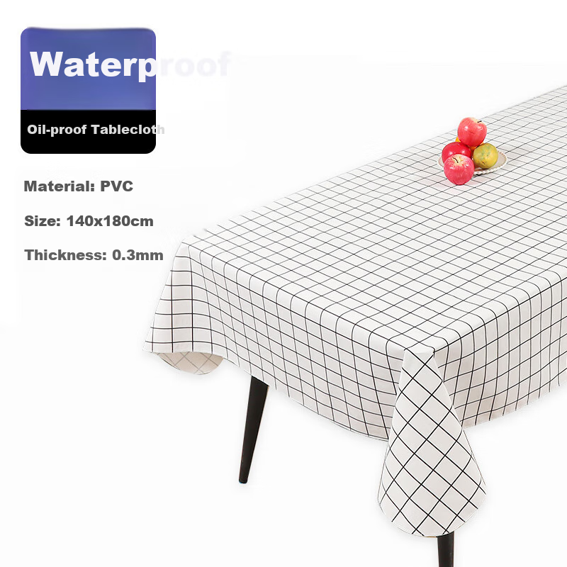FOOJO Thick, Odorless, Waterproof Tablecloth, Oil-Proof, Heat-Resistant, Anti-Scalding, Suitable for Four-Person Dining Table, 140*180cm, Checkered Patter 5