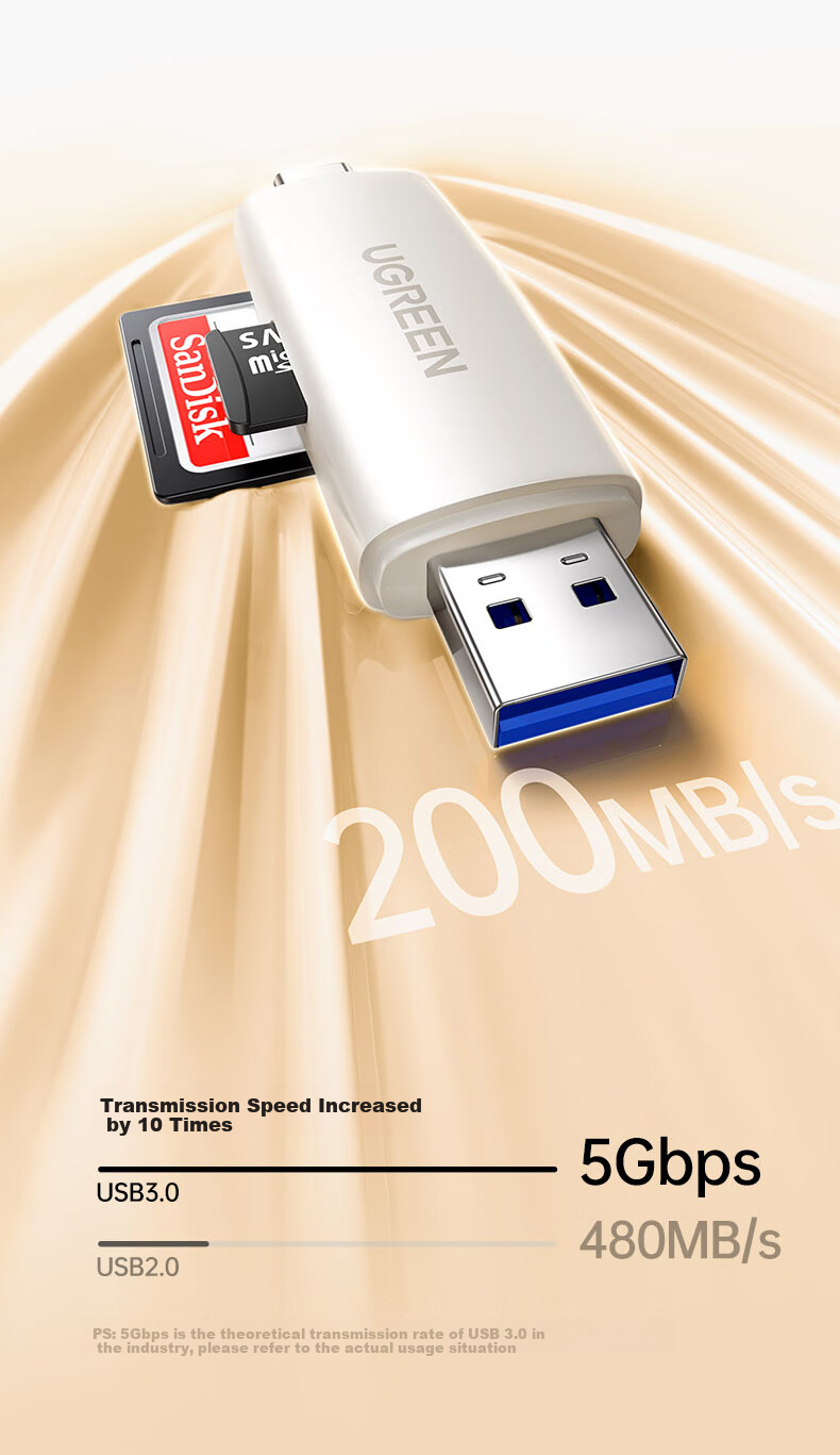 UGREEN USB/Type-C Card Reader 3.0 High-Speed SD/TF Dual-Reader Multifunctional Compatible with Computers, Phones, Apple 17/16/iPad Supports Camera, Surveillance Recorder Memory Card 8