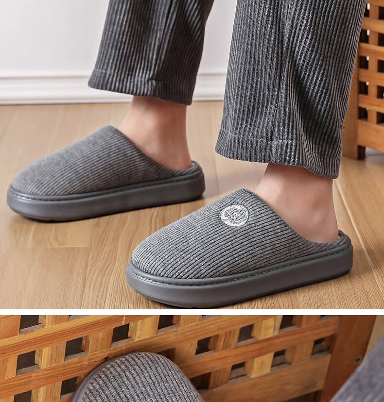 Huamei Jianbu Unisex Versatile Half-Cover Cotton Slippers Indoor Outdoor Fleece Lined Warm Cotton Slippers HM2502 Navy Blue Size 40-41 11