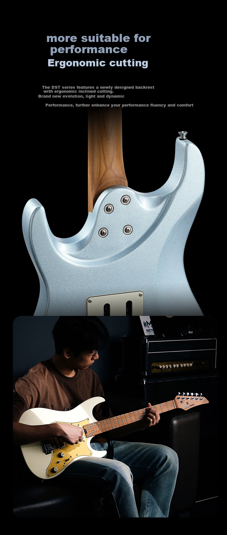 DONNER DST 550 Electric Guitar for Beginners, Intermediate Level, Adults, Men And Women, Electronic Guitar for Rock Music, Tiger Pattern Amber 11