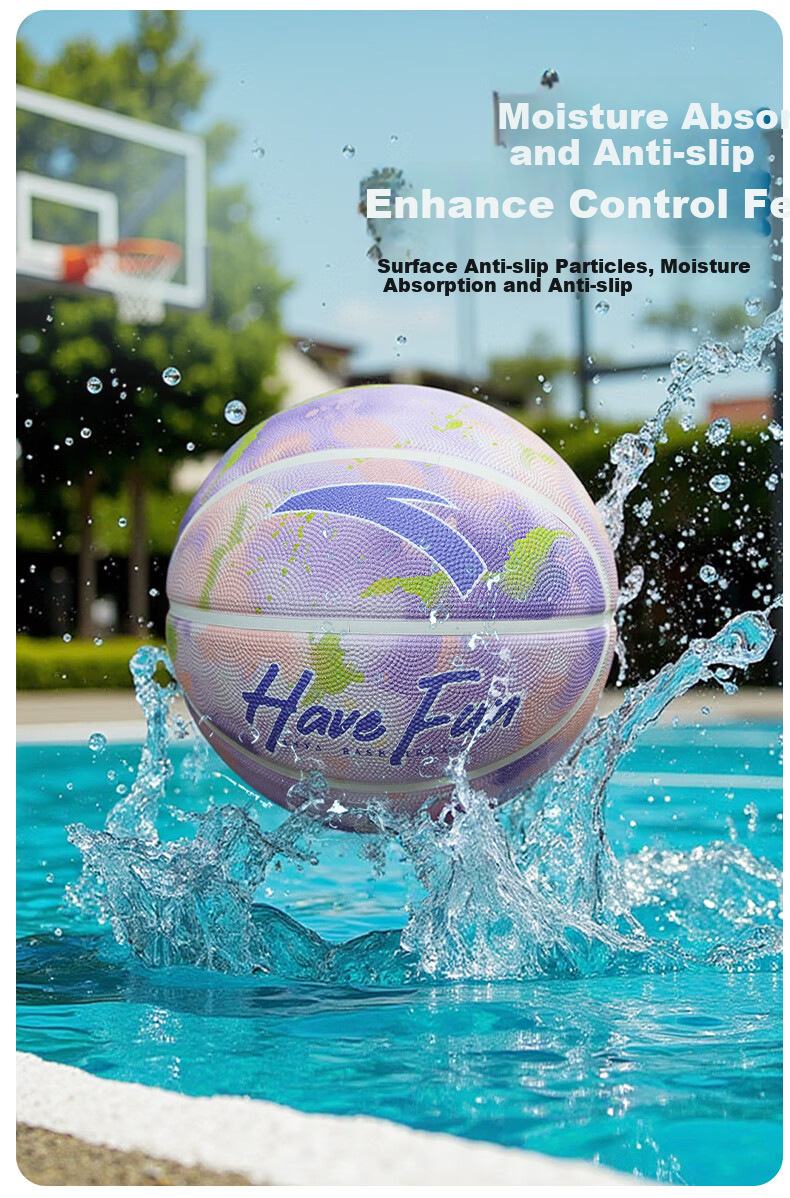 ANTA Children's Basketball, Size 4, for Toddlers And Elementary School Students, Indoor And Outdoor Wear-Resistant Toy Ball, Rubber Size 4 Blue Ball, Neon Purple, Size 4 3