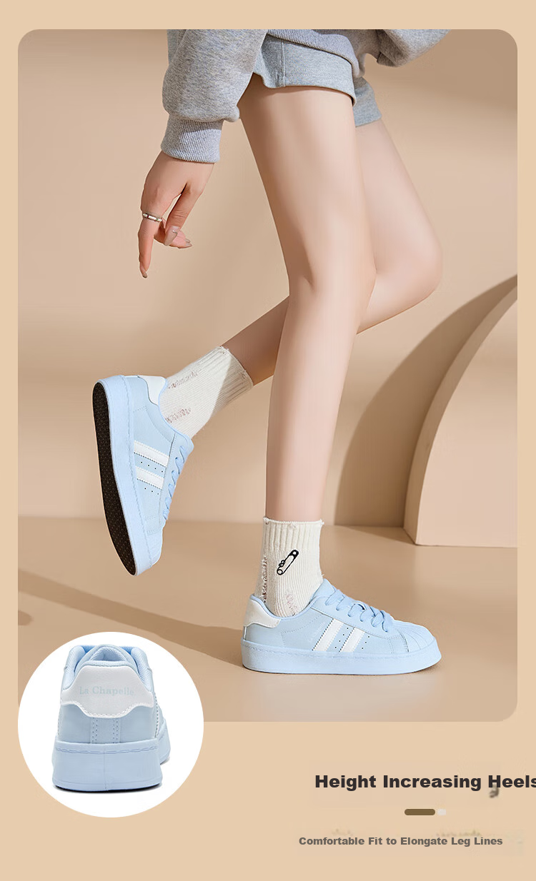 La Chapelle Women's Sneakers, Versatile Soft-Soled Casual Shoes, New Style Sports White Shoes for Women - A080BR, Blue, Size 39 4