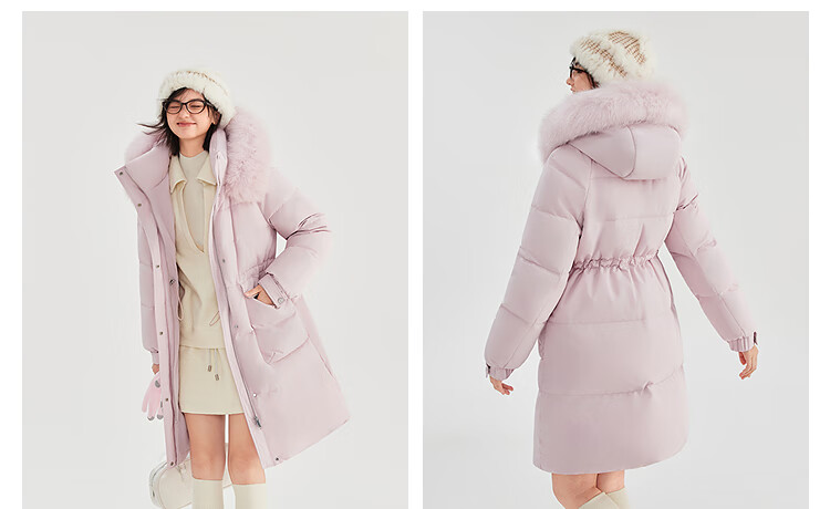 BOSIDENG 25 Years Women's Winter Down Jacket 90% Down Thickened Slim Mid-Length Large Fur Collar New Year Red Coat 1