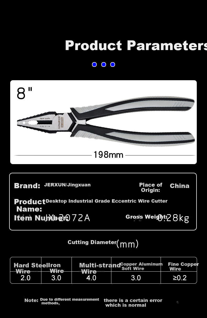 JERXUN Pliers, Multi-Functional 8-Inch Tiger Pliers, Labor-Saving Electrician's Pliers, Flat-Nose Wire Cutters, Iron Wire Pressing Line Tiger Mouth Hand Pliers 3