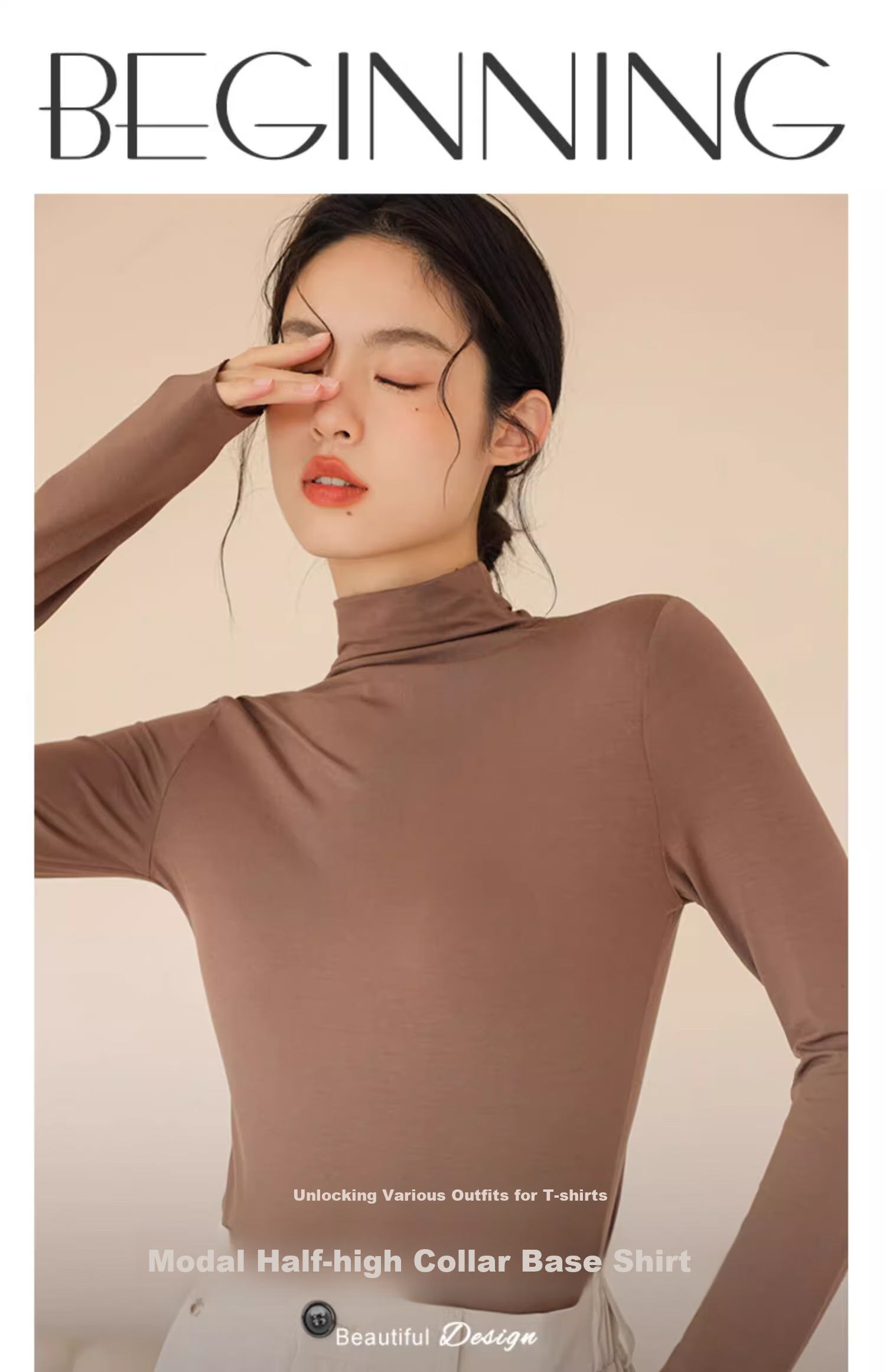 TUCANO Semi-Turtleneck Base Layer Women's Autumn And Winter Layering Long-Sleeve Stylish Inner Wear Tight-Fitting Versatile Top, White, XL 1