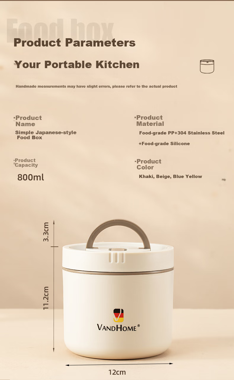 WORTHBUY 316 Stainless Steel Lunch Box with Lid and Spoon, Sealed Milk Breakfast Oatmeal Cup, Soy Milk Porridge Cup, Portable Soup Container, Yellow, Tall 10
