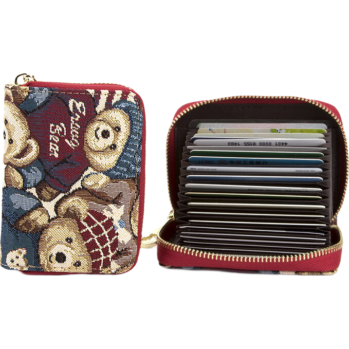 Xiaoxiongyilian Women's Bank Card Anti-Theft Card Holder, Large Capacity ID And Driver's License Storage Pouch, 22 Card Slots, Christmas Gift