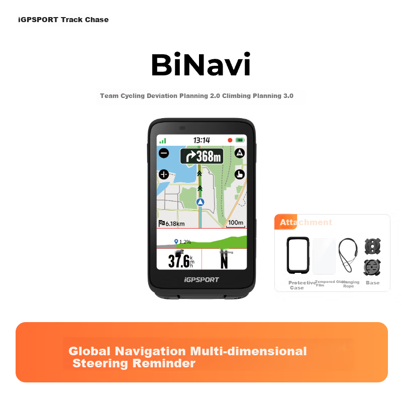 IGPSPORT Bicycle Computer, Road Bike GPS Navigation Computer, Smart Wireless Cycling Computer, BiNavi, Black