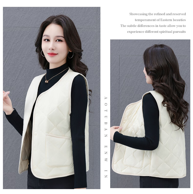 Woodpecker Women's Wool Vest Outerwear 2025 Autumn Winter New Lightweight Thickened Warm Vest for Moms Black XL 3