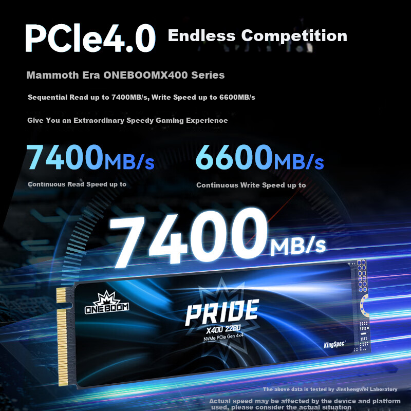 KingSpec 1TB SSD, M.2 Interface, PCIe 4.0, Read Speed 7400MB/s, NVMe 1.4, TLC NAND, Compatible with Desktop And Laptop, ONEBOOM Mengmuji