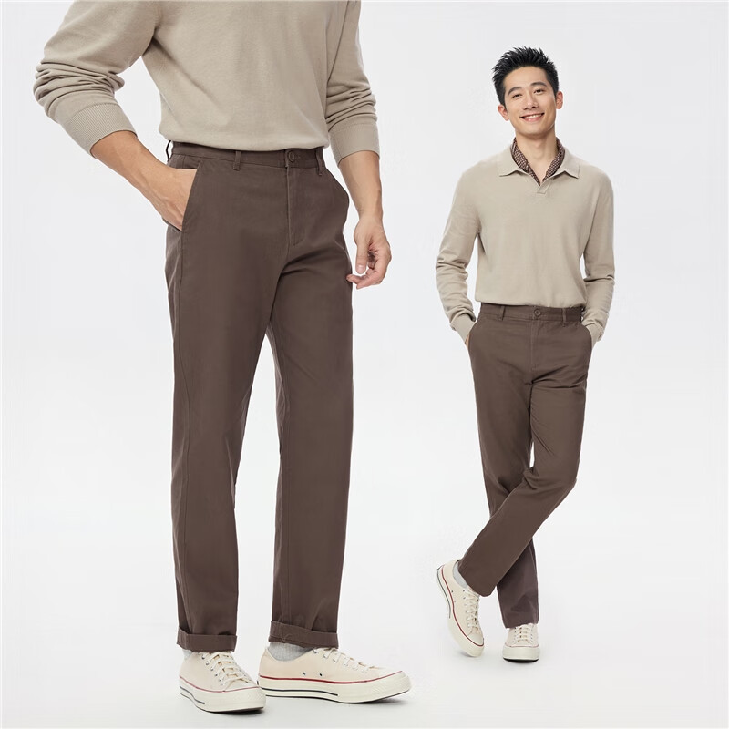 Мужские повседневные брюки Giordano, хлопок 100%, прямой крой, средняя посадка, для работы и отдыха