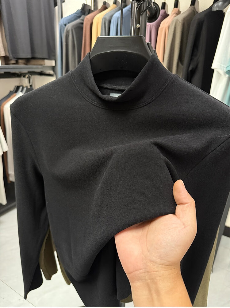 Caramella Men's Thermal Top Men's German Velvet Autumn Winter Half High Collar Inner Wear 2025 New Thickened Long Sleeve T-Shirt Base Shirt Men 8