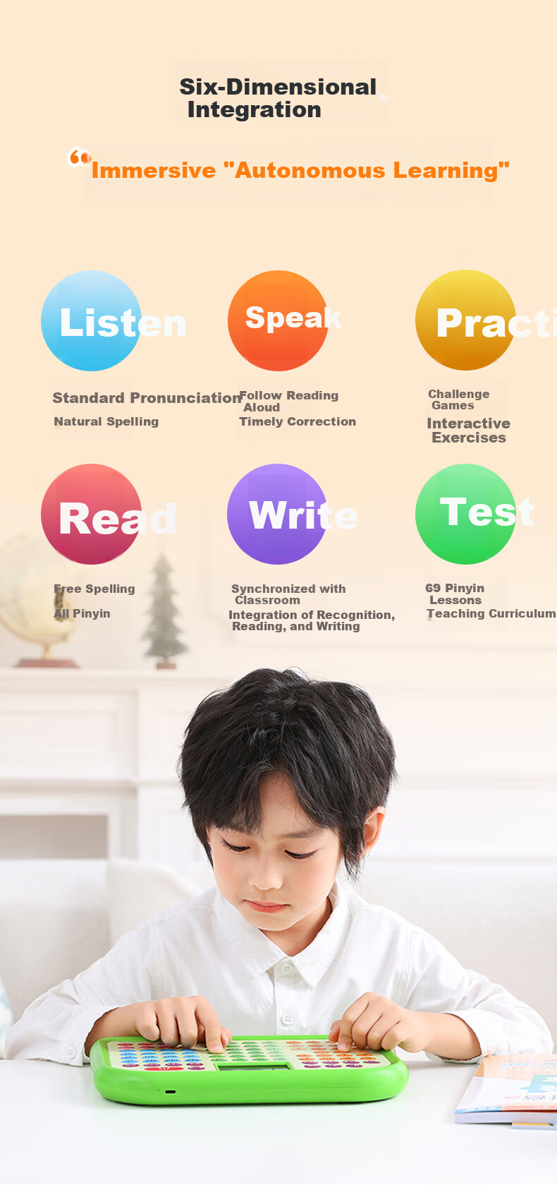 Qipaodian Pinyin Learning Machine, Reading Practice Tool, Preschool to Primary School Transition, Character Recognition Early Education Device, Birthday And Back-To Gift for Boys And Girls 8