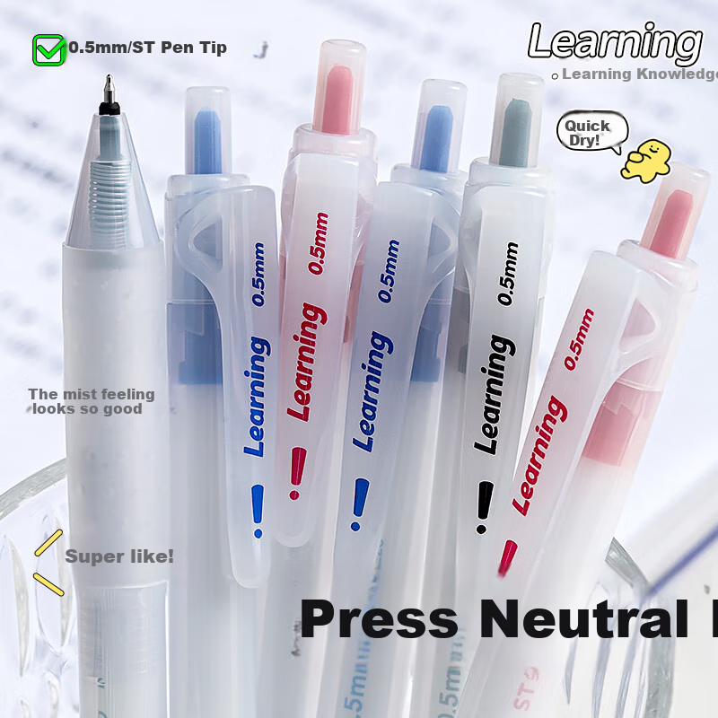 AIHAO [Back to School Essential] Retractable Gel Pen 0.5mm for Students' Exams And Practice, Business Office Black Pen Office Supplies, Black 6 Pcs D4896 1
