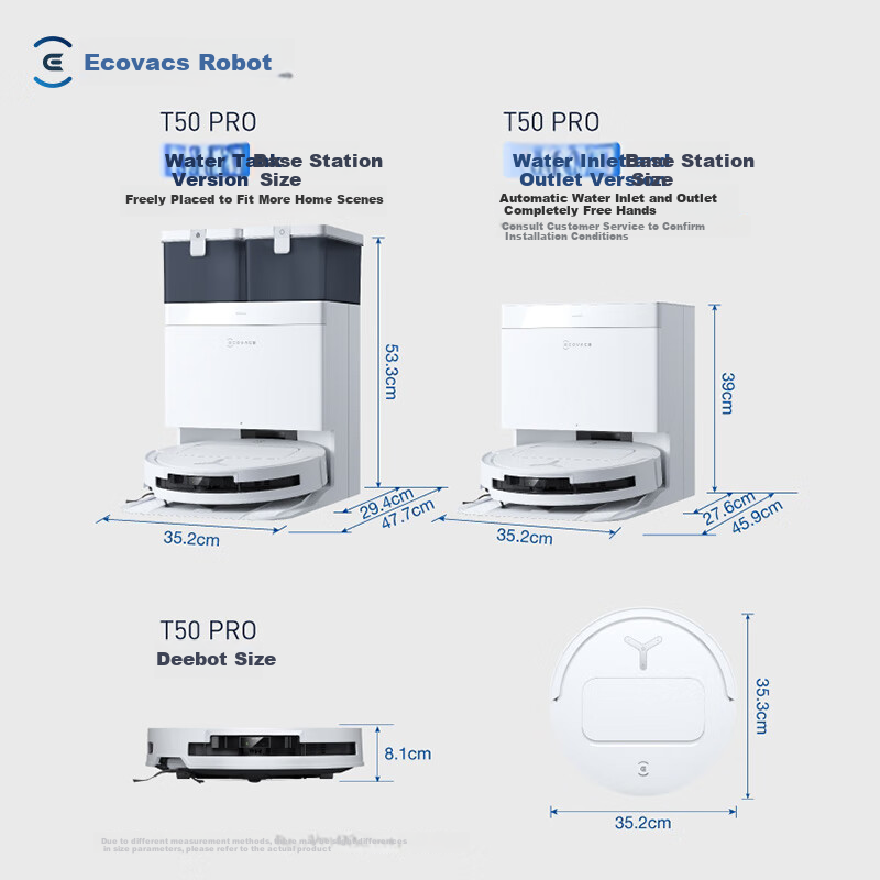 Робот-пылесос ECOVACS T50 PRO с функцией влажной уборки, автоматической очисткой, сбором пыли, интеллектуальным домашним использованием, двойными механическими рычагами, обнаружением волос, версией резервуара для воды с нулевым запутыванием (совместим с HarmonyOS)