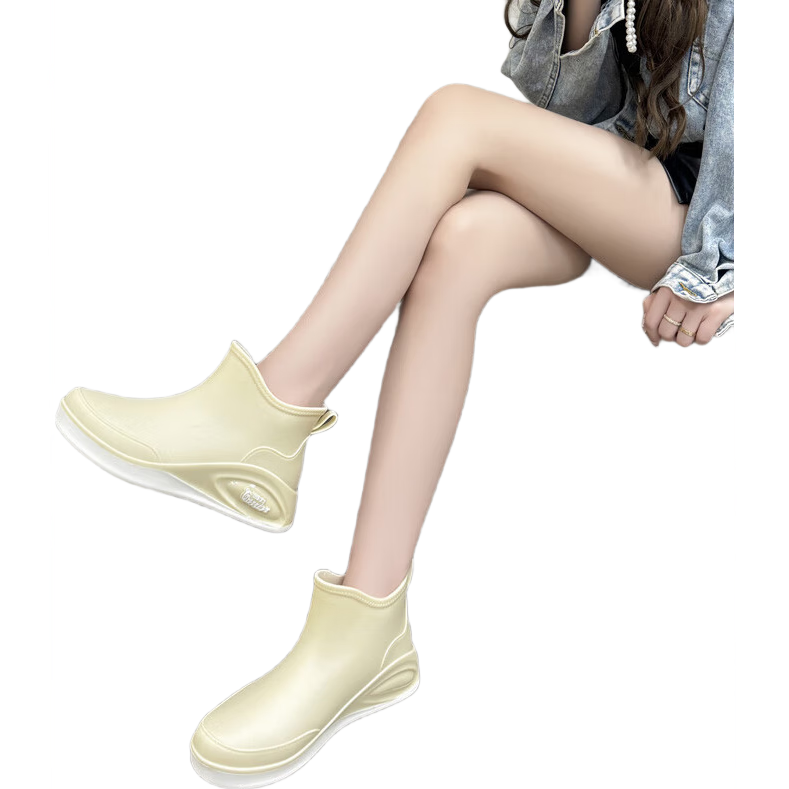 Warrior Women's Short Rain Boots Low-Cut Waterproof Non-Slip Fishing Chef Shoes 3533 Khaki Size 36