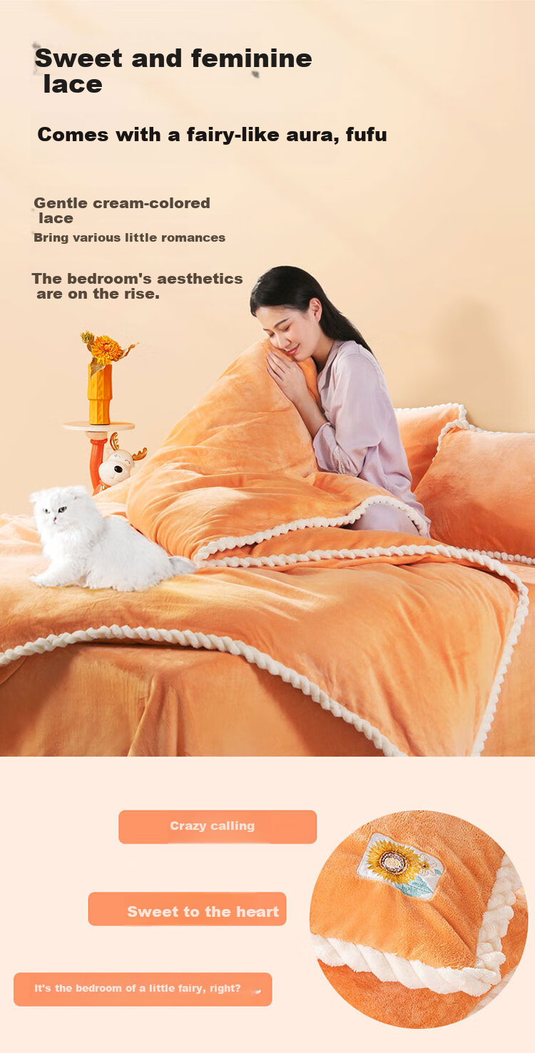 FUANNA Single Duvet Cover, Milk Velvet Winter Fleece-Lined Duvet Cover, Flannel Anti-Static Bedding Double-Sided Plush 230*229cm 8