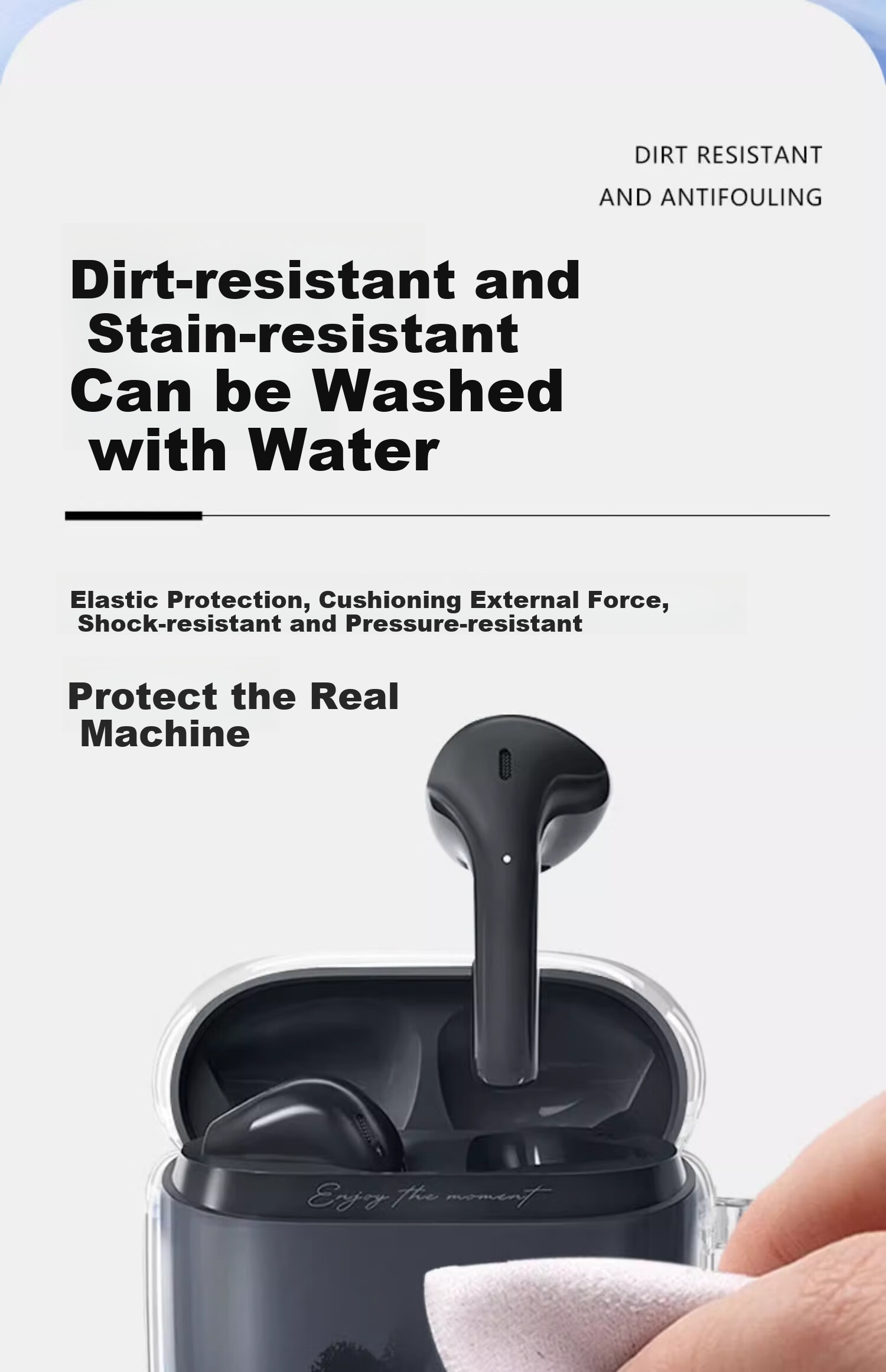 ESCASE Transparent Silicone Soft Case for Edifier Zero Air Bluetooth Earphones, Protective Cover with Strap, Shockproof Ultra-Thin Full Protection Storage Box 9
