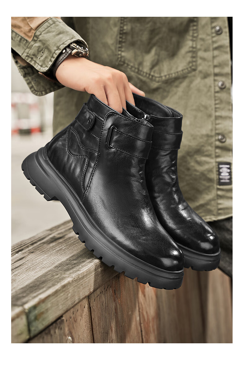 Bull Family Martin Boots Men Autumn Winter New British Style Casual Short Boots Trendy Fashion Work Boots Men's Chelsea Boots 10