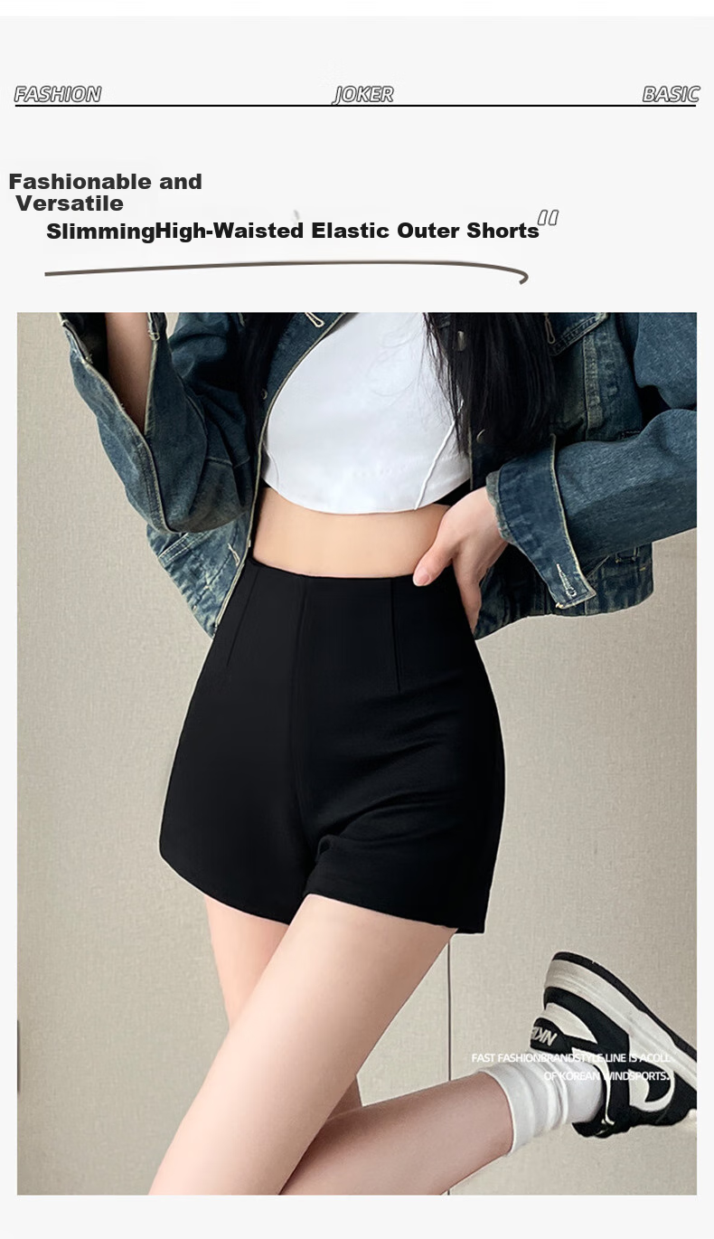 LangSha Black Suit Shorts for Women, 2026 New Style, Slim-Fit Base Layer, High-Waisted, Slimming A-Line, Petite, Hot Pants for Trendy Girls 2