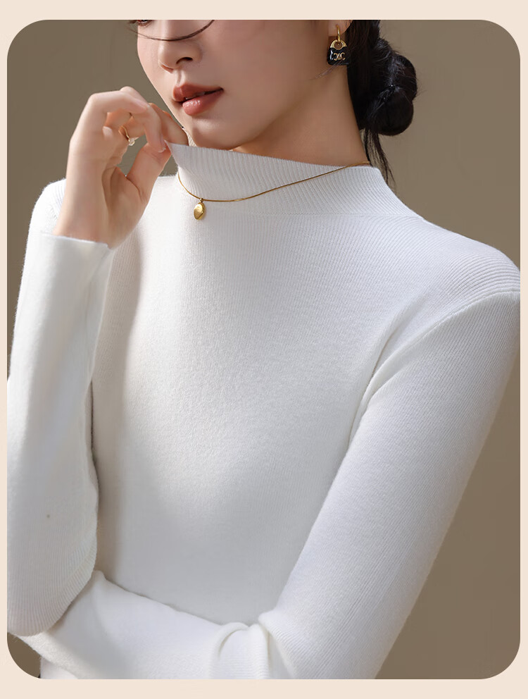 MiiOW Women's Half Turtleneck Knit Base Shirt Autumn Winter 2025 New Slim Fit Sweater Top 15