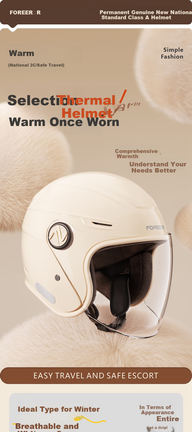 Yongjiu 3C Certified Helmet, Autumn And Winter Windproof And Warm, Suitable for All Seasons, for Women And Men, Electric Scooter Safety Helmet, Motorcycle 3/4 Helmet, High-Definition 501 [Glowing Night Black] 1