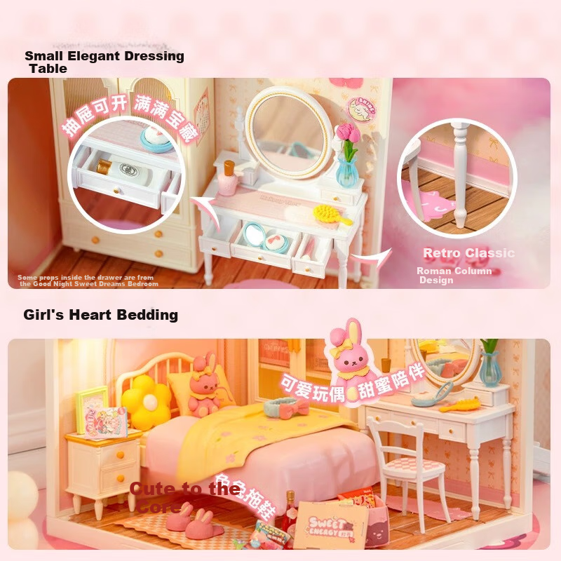 Конструктор Rolife Super World Sweet Dream Bedroom DIY, набор для сборки домика-кукольного, подарок на День Святого Валентина, Новый год для девочек
