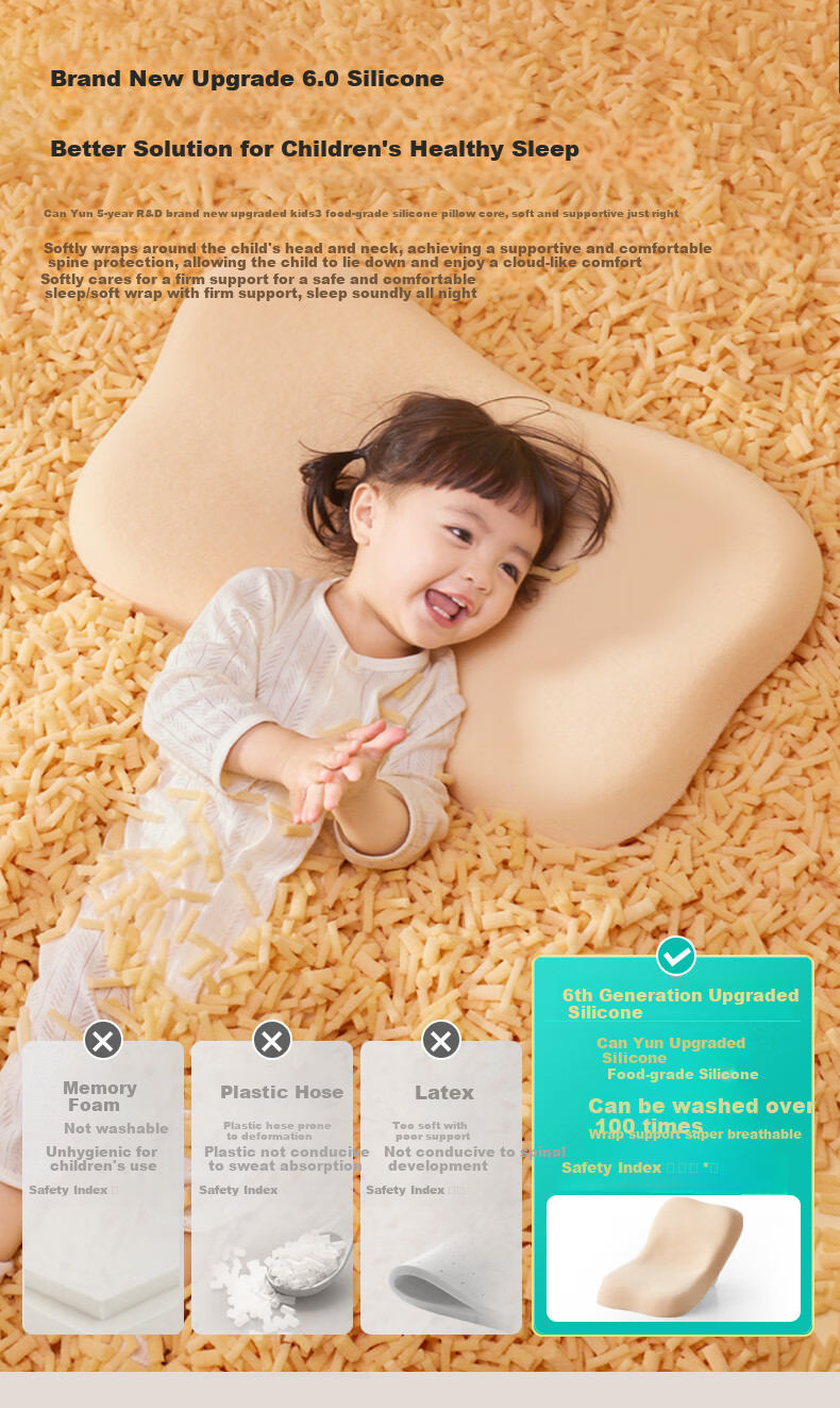 CORY Children's Pillow, Baby And Student Pillow, Washable And Breathable, for Ages 1-3 Silicone Pillow with Spine Protection, Blue Color for Kids 13