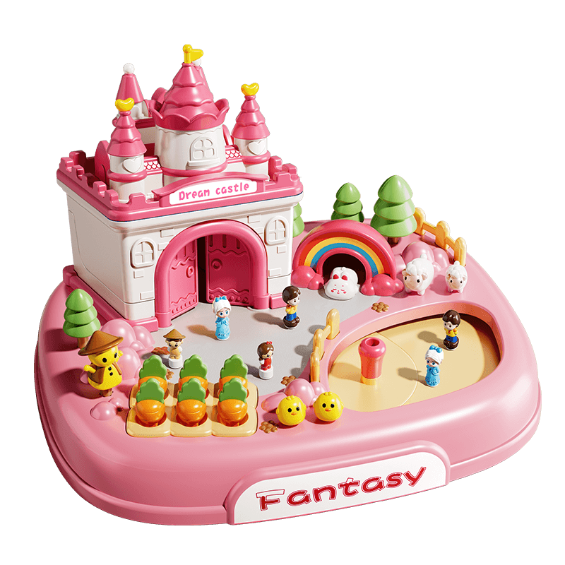 Kakabeier Children's Pretend Play Elsa Princess Magnetic Castle Educational Toy for Girls Ages 3-6 Pink Birthday Gift