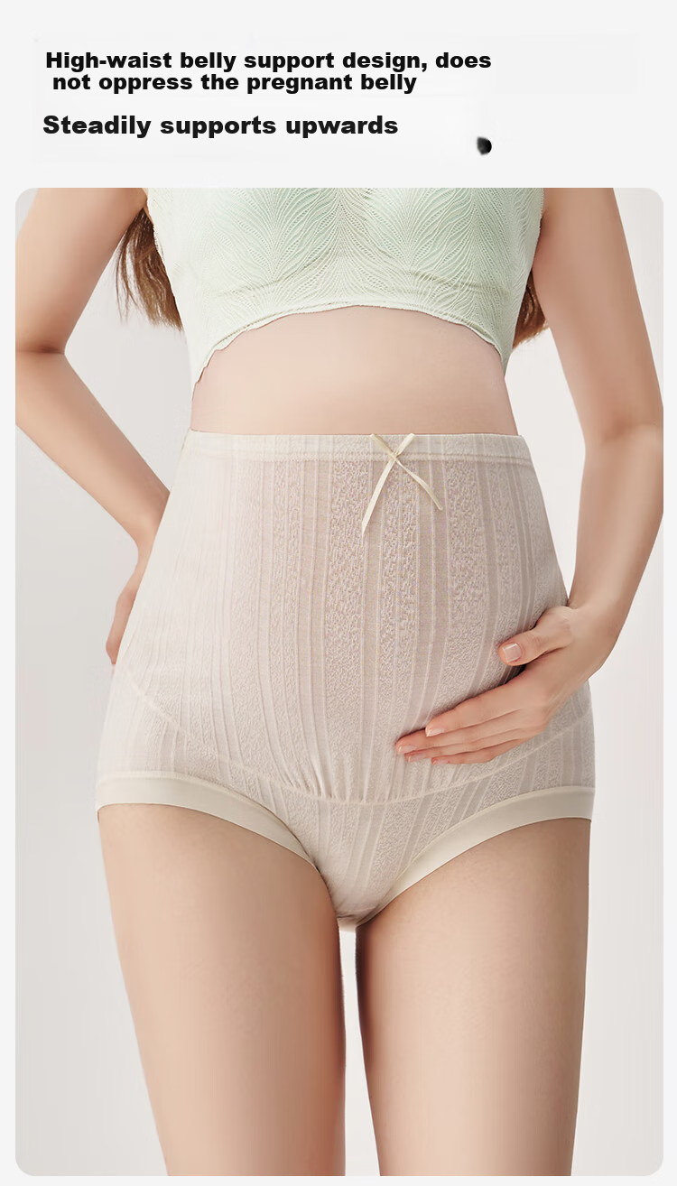 YEEHOO 10A Antibacterial Maternity High-Waist Belly Support Panties Mulberry Silk Extended Crotch Single Pair Mint Green 2XL 9