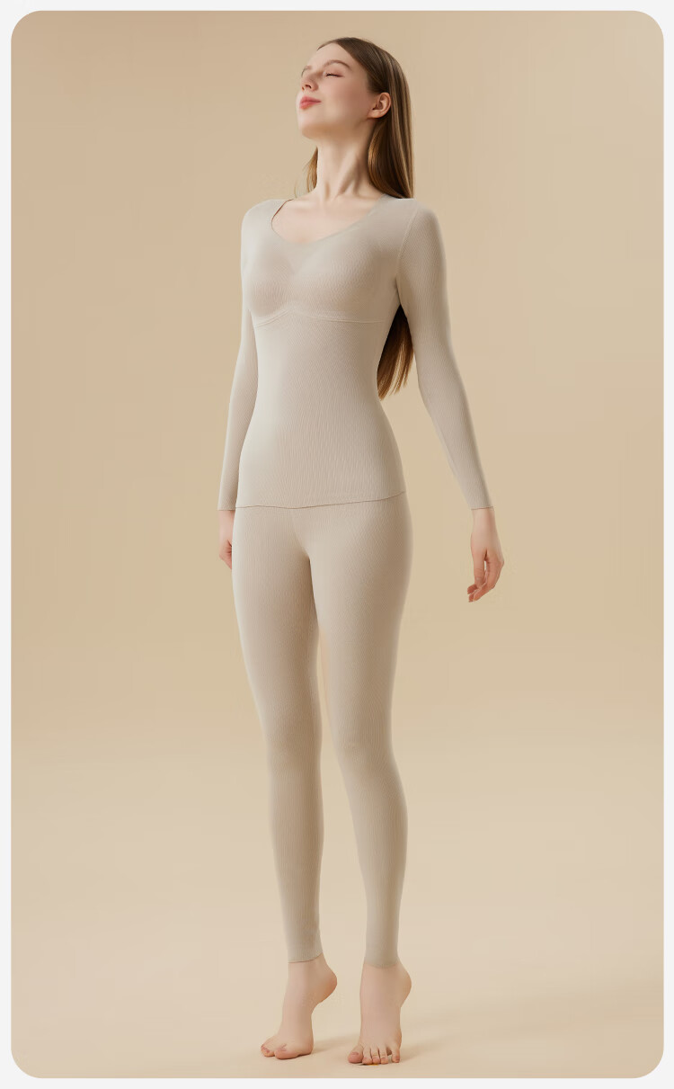 MiiOW Women's Thermal Underwear Set with Chest Pad, Fleece-Lined, Thickened, Seamless Black Autumn Top and Bottom, Size 2XL 12